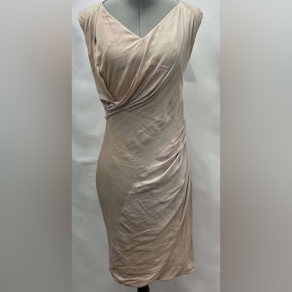 ALL SAINTS Sala Japanese Cloth Fitted Cream Draped Dress